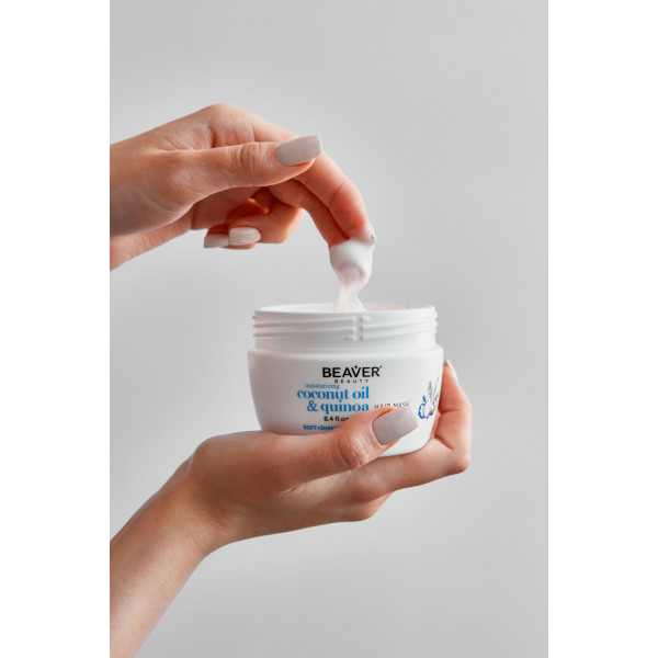 Зволожуюча маска для сухого і пористого волосся з кокосовою олією - BEAVER Coconut Oil & Quinoa Mask 250ml
