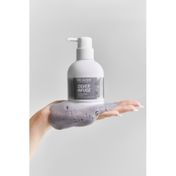 Шампунь для интенсивного ухода за волосами светло-пепельный - BEAVER Infuse Color Shine Shampoo-Silver