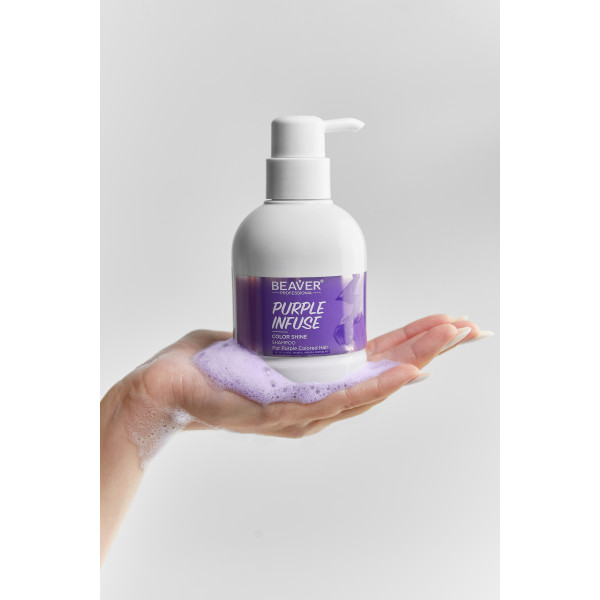 Шампунь для интенсивного ухода и нейтрализации желтизны - BEAVER Infuse Color Shine Shampoo-Purple